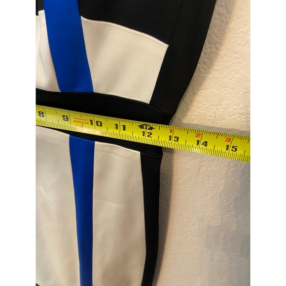 Jax Black Ivory Blue Dress Geometric Cocktail Party Career Women's Size 2 - Picture 4 of 7